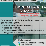Reservas temporada 2022-2023