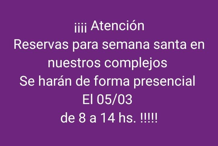 Información: Reservas Semana Santa