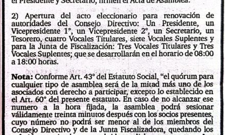 CONVOCATORIA ASAMBLEA GENERAL ORDINARIA